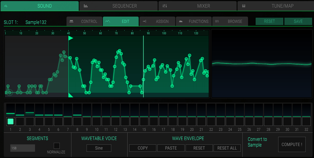time synth analyzed sample