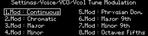 VCO 1 tune mod
