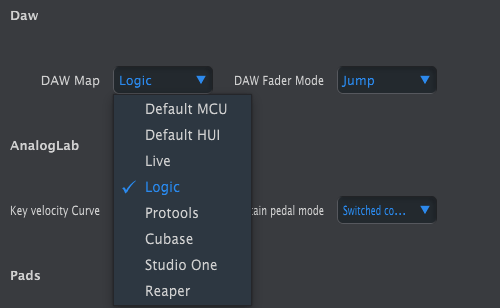 keylab mkii mcc select daw control surface logic