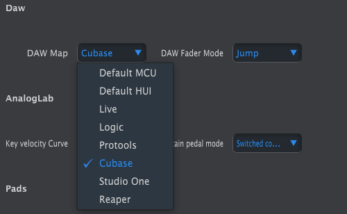 keylab mkii mcc select daw control surface cubase