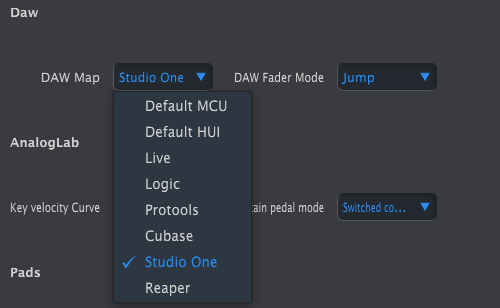 keylab mkii mcc select daw control surface studio one